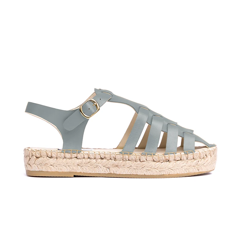 Espadrille leather sandals - Graphite Nappa leather